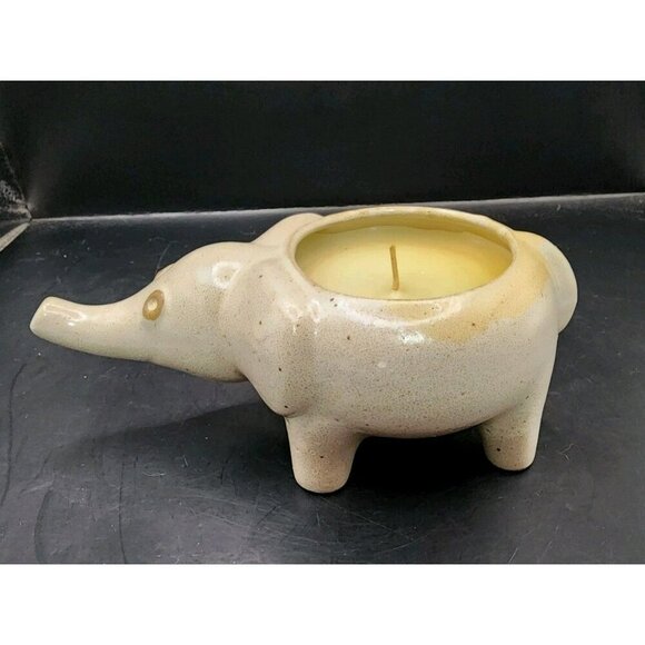 Vintage 1970's David Stewart LIONS VALLEY STONEWARE Elephant Mini Retro Candle - Picture 3 of 6